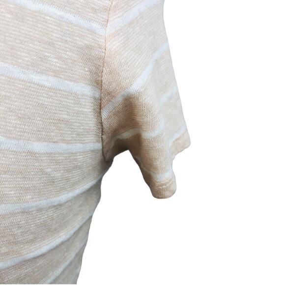 Vince T-Shirt Womens Large Pink White Striped Short Sleeve Scoop Neck Sheer READ - Picture 4 of 8
